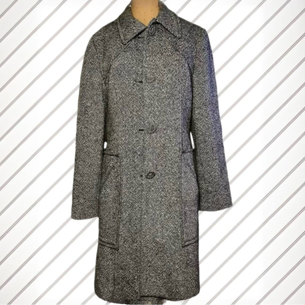 🧥 Ideology Gray Tweed Knee-Length Coat - Size Large